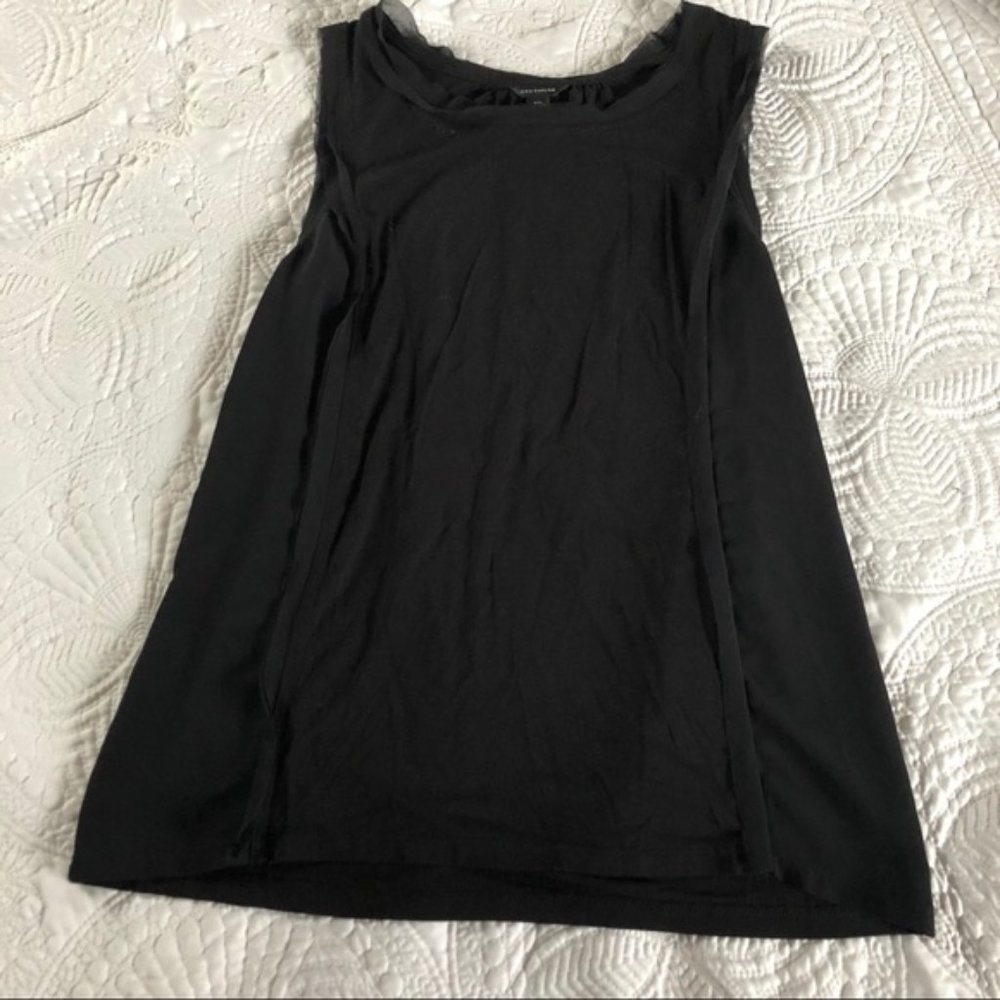 ANN TAYLOR Sleeveless Tank Top Camisole Crew Neck Black Panel Size Extra Small